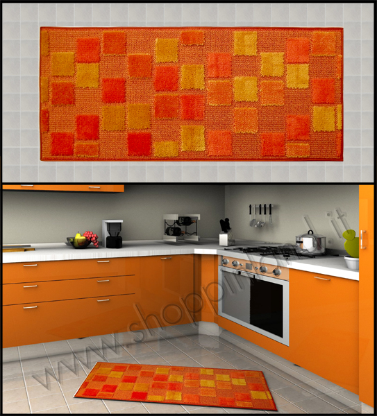 acquista on line  i nostri tappeti per arredare la cucina antiscivolo a prezzi scontati shoppinland colore arancione giallo
