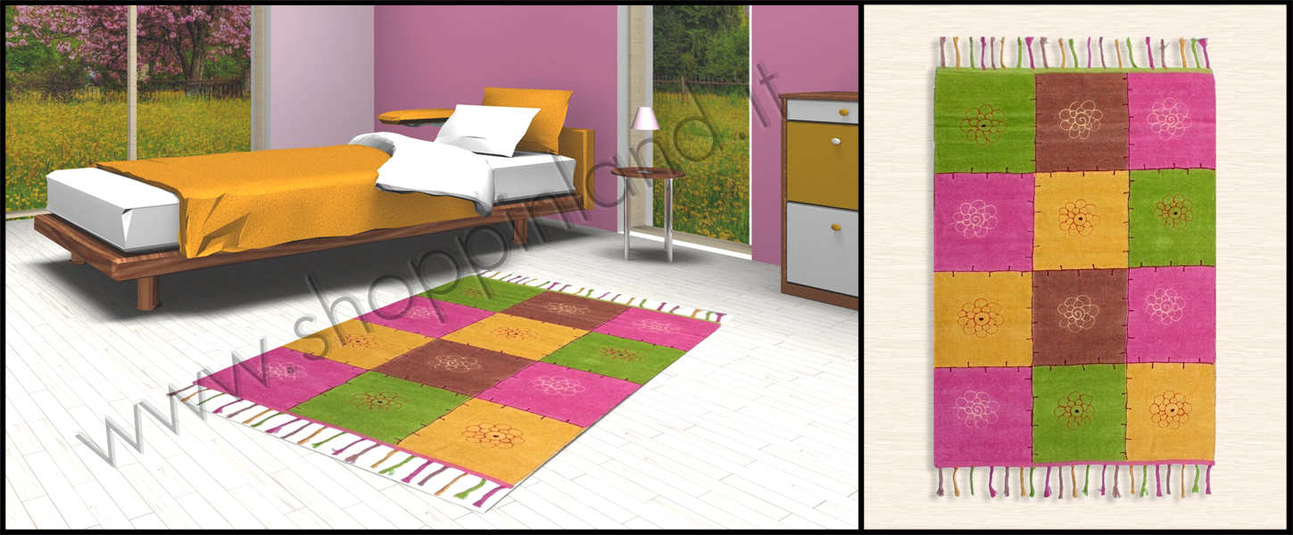 arreda la camera dei bambini con tappeti in cotone frange e quadretti low cost shoppinland rosa giallo verde