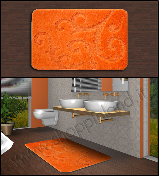 bellissimi tappeti shoppinland per il bagno con decoro liberty a prezzi outlet con shoppinland, arancione