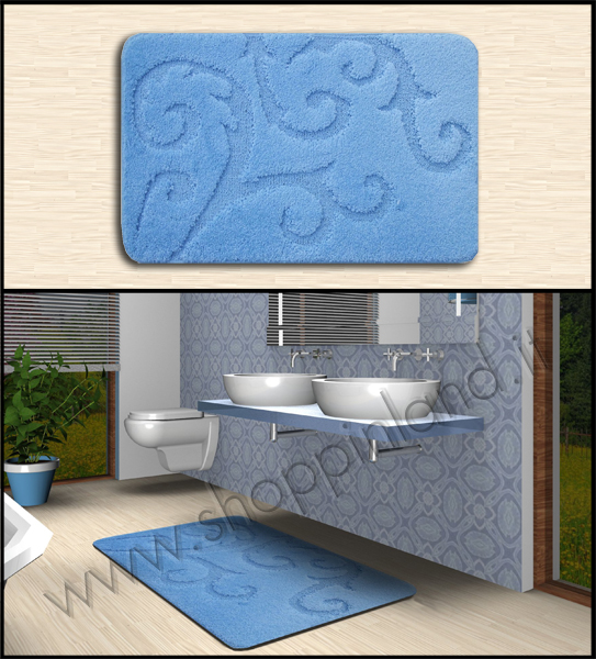 bellissimi tappeti shoppinland per il bagno con decoro liberty a prezzi outlet con shoppinland, azzurro