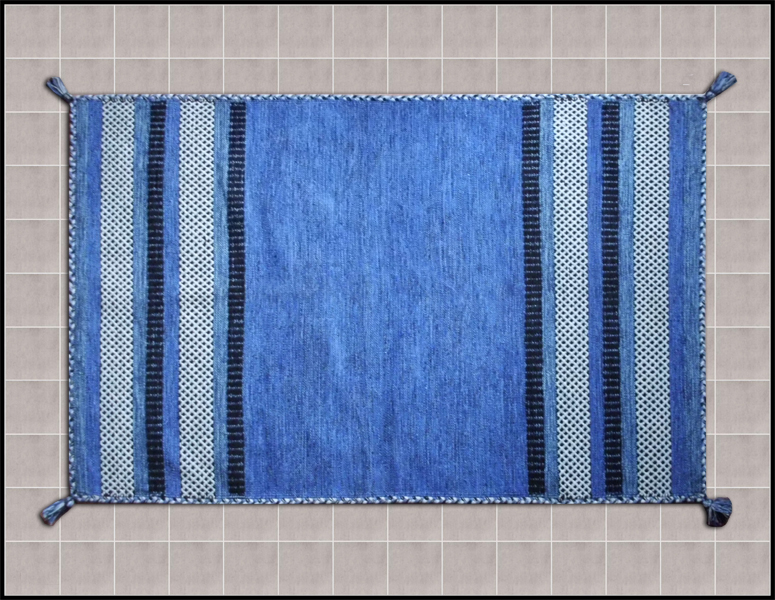 tappeto soggiorno decoro etnico cotone lavabile lavatrice azzurro shoppinland