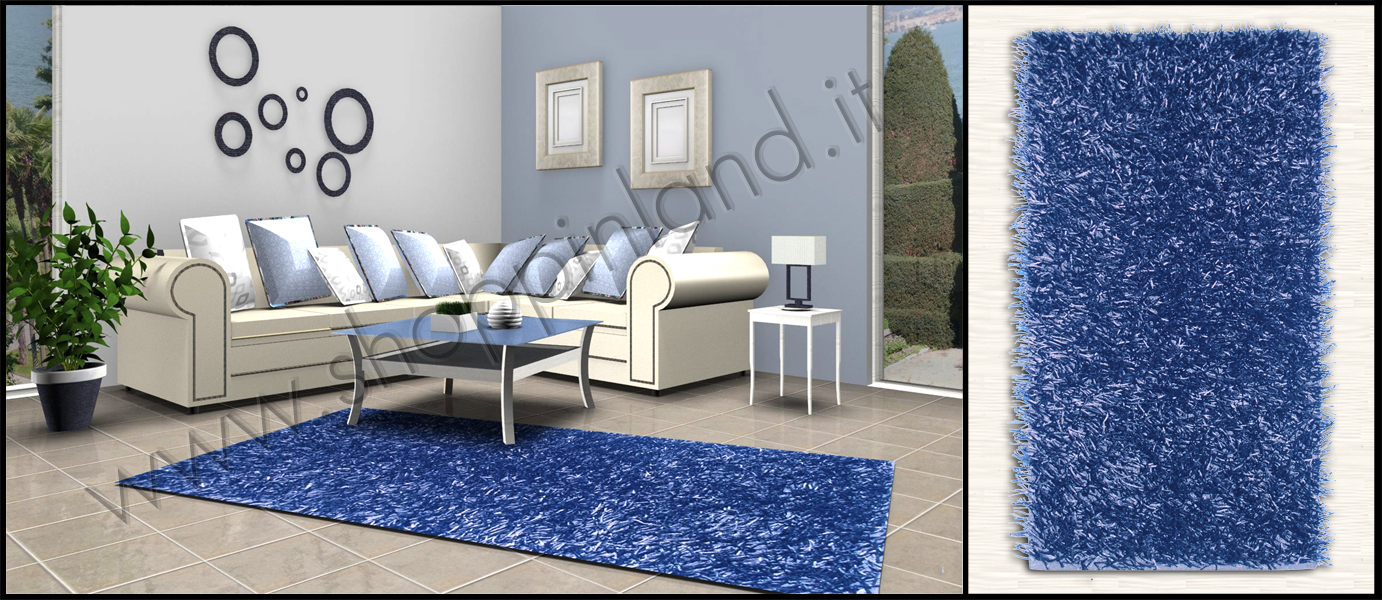 arreda la casa con tappeto shaggy color blu a prezzi bassi on line con shoppinland sconti per tappeti originali