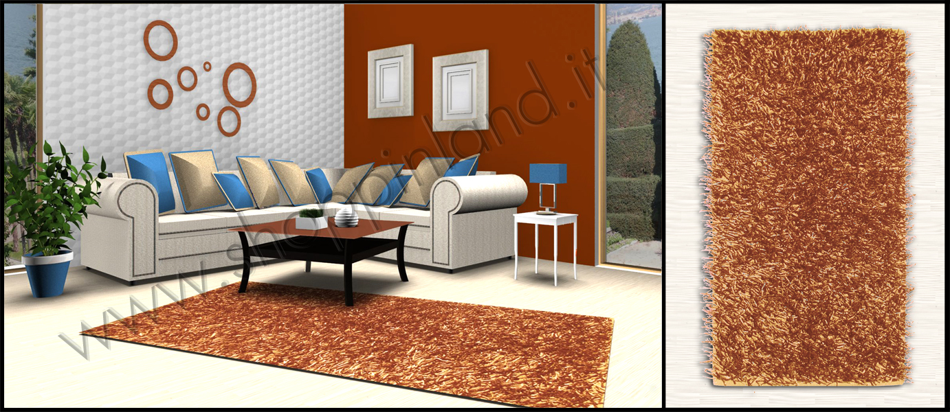 arreda la casa con tappeto shaggy colore arancione a prezzi bassi on line con shoppinland sconti per tappeti originali