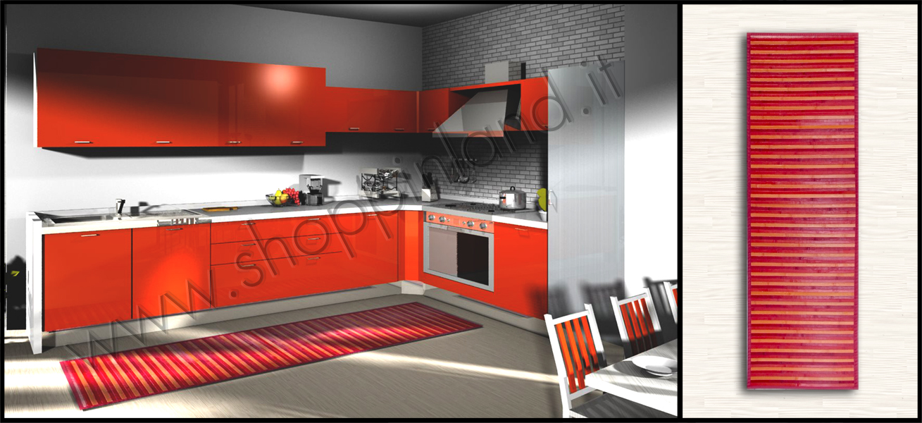 arreda la cucina con i tappeti bamboo online in sconto  colore rosso