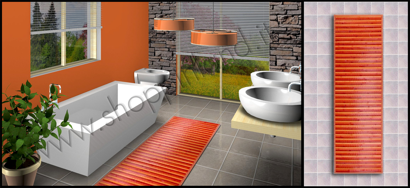tappeti in bamboo per il bagno moderni a prezzi bassi colore arancione