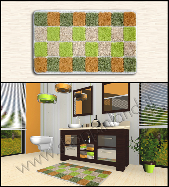 tappeti per il bagno con decoro quadretti a prezzi bassi on line colore verde