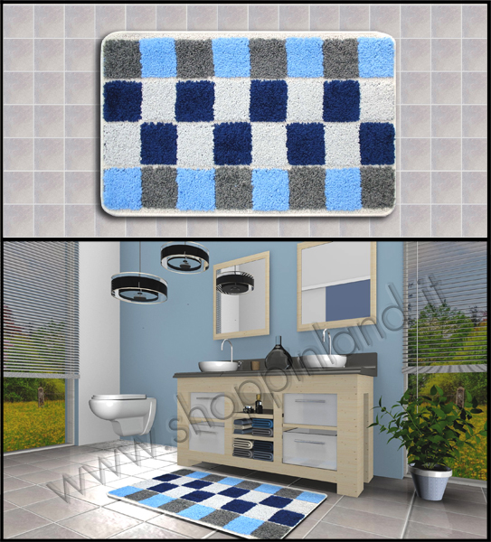 tappeti per il bagno moderni quadretti design a prezzi bassi shoppinland azzurro blu