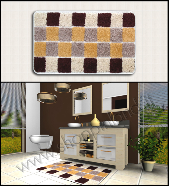 tappeti quadretti moderni per il bagno on line a prezzi bassi shoppinland colore marrone beige