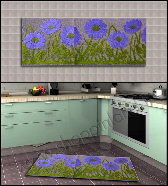 arreda la casa coni  tappeti cucina fiori viola shoppinland online
