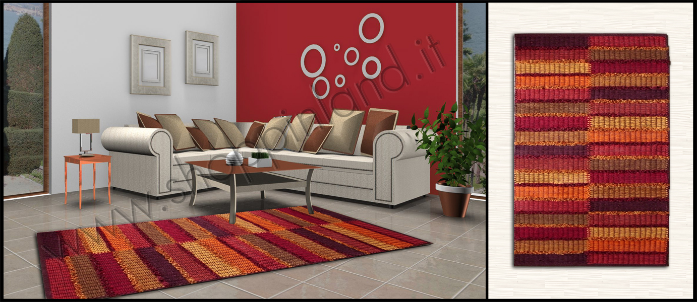 arreda il soggiorno con i tappeti righe rosso low cost shoppinland