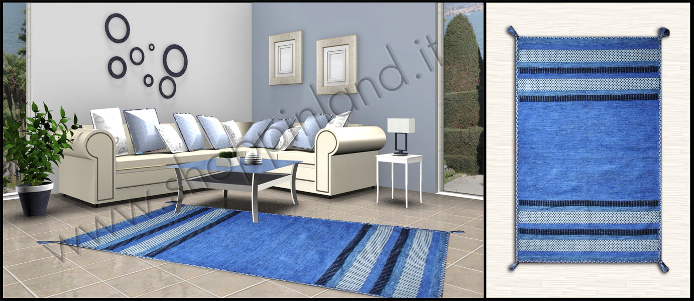 Copia di arreda il soggiorno con il tappeto etnico azzurro low cost shoppinland