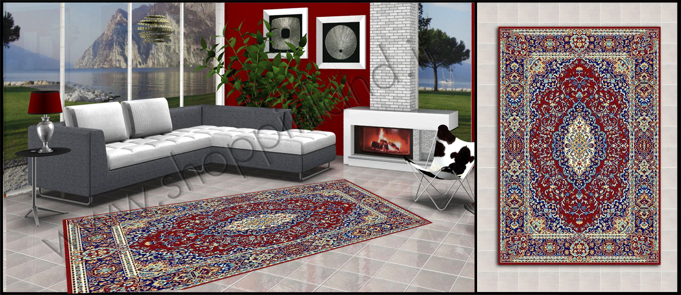 Copia di tappeto per salotto decoro classico rosso online elegante e alla moda su  shoppinland