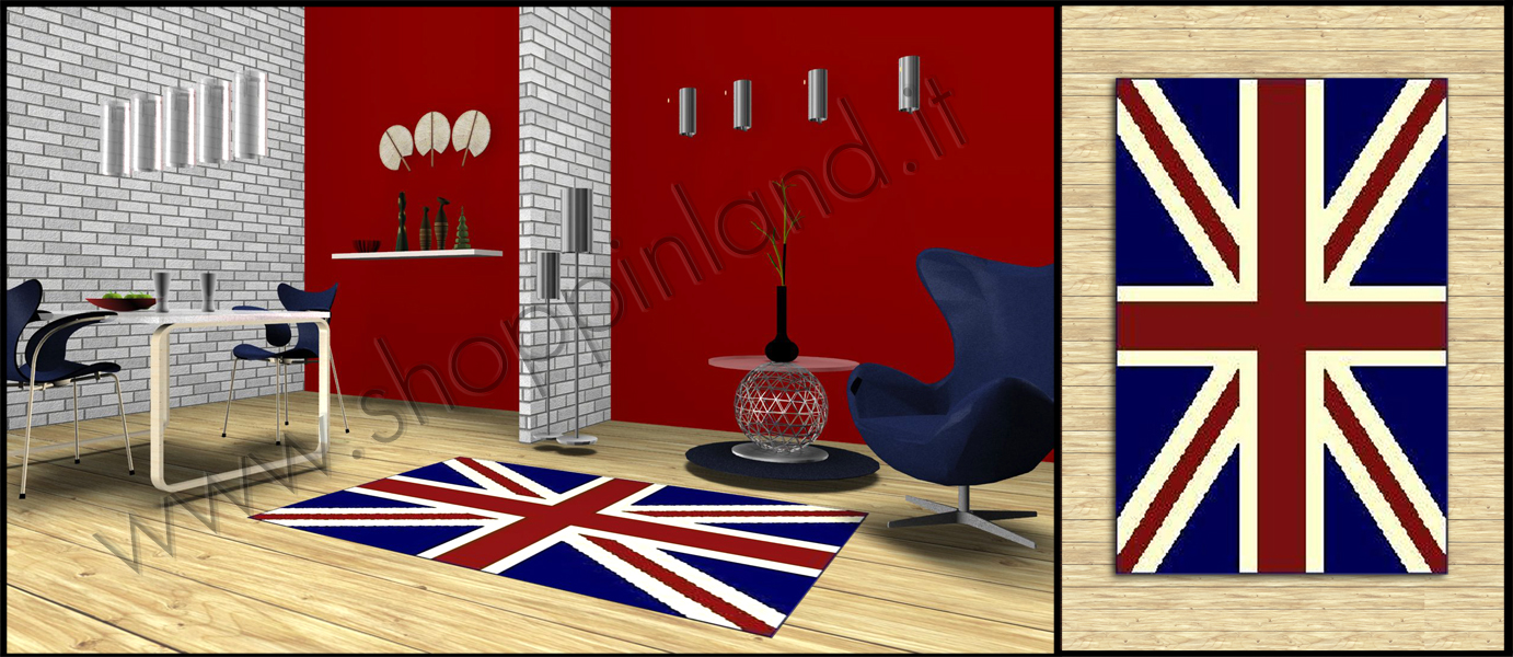tappeti per il soggiorno moderni e glamour con bandiera inglese shoppinland