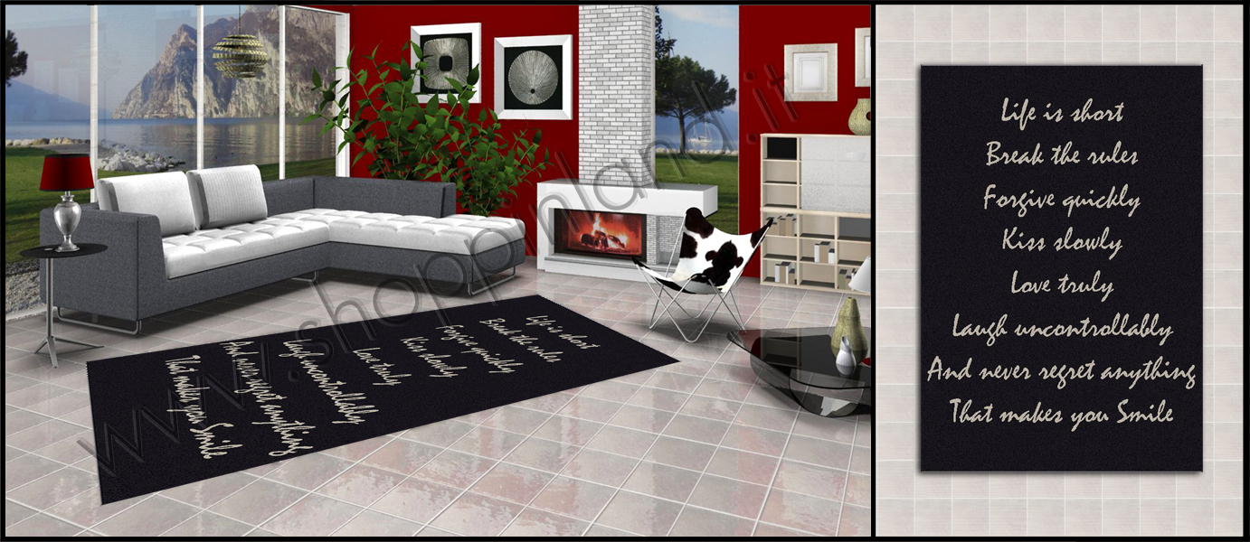 tappeto per soggiorno moderno ed elegante con scritte a prezzi bassi su shoppinland