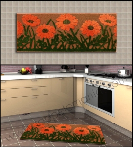 cucina tappeto fiori arancione tappetomania